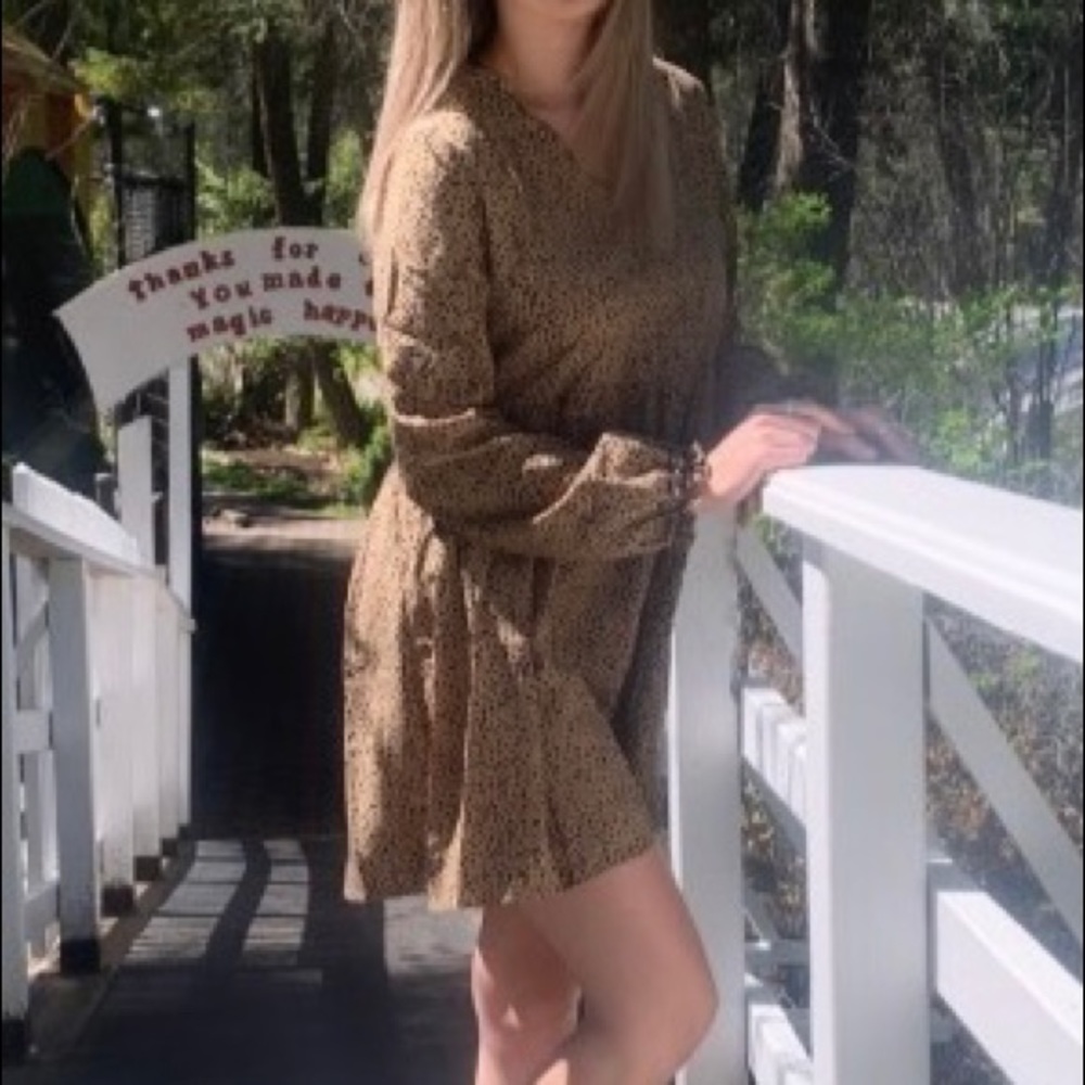 Light brown polka dot dress